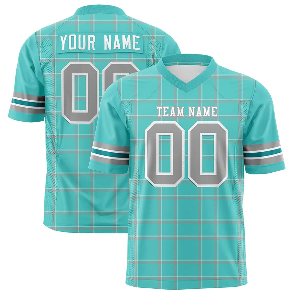 Green Plaid Pattern Authentic Football Jersey