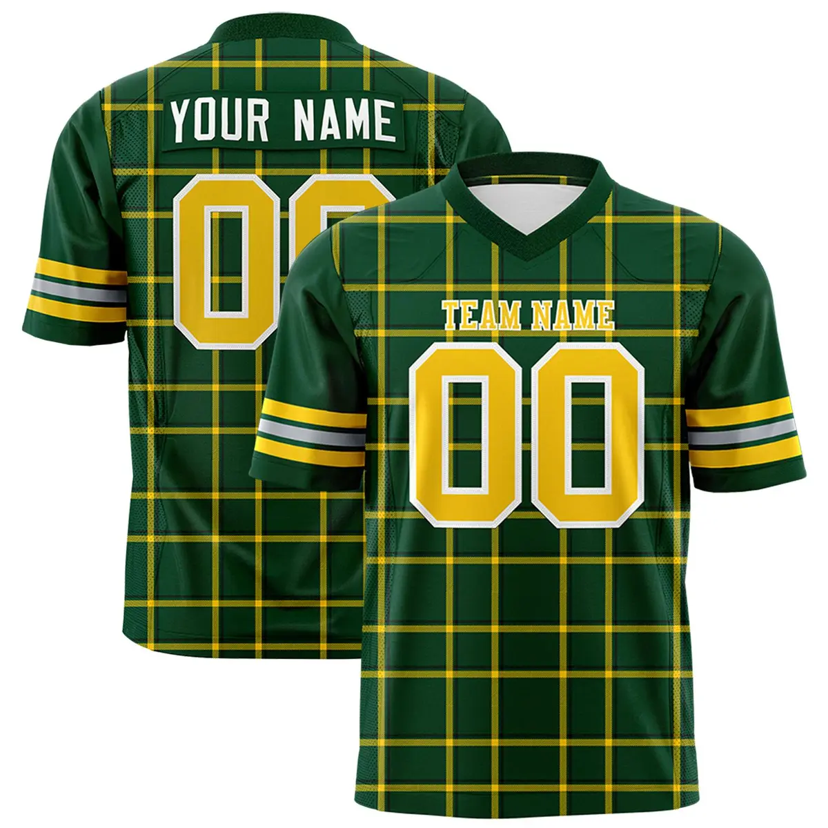 Green Plaid Pattern Authentic Football Jersey