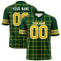 Green Plaid Pattern Authentic Football Jersey