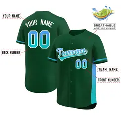 Green Powder Blue-Aqua Gradient Side Baseball Jersey 2