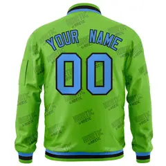 Green Powder Blue-Black Full-Zip Varsity Letterman Jacket 4