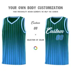 Green Powder Blue Gradient Stripe Fashion Basketball Jersey 3