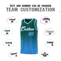 Green Powder Blue Gradient Stripe Fashion Basketball Jersey 4