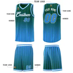 Green Powder Blue Gradient Stripe Fashion Basketball Jersey 5
