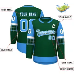 Green Powder Blue Raglan Round-Neck Hockey Jersey 2