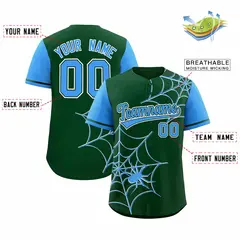 Green Powder Blue Spider Web Raglan Sleeves Baseball Jersey 2