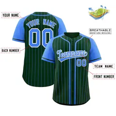 Green Powder Blue Stripe Raglan Baseball Jersey 2