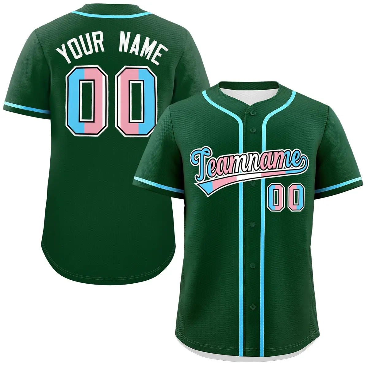 Green Powder Blue Transgender Pride Month Baseball Jersey