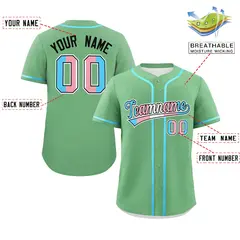 Green Powder Blue White Transgender Pride Baseball Jersey 2