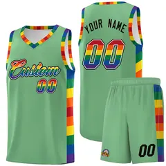 Green Pride Month LGBT Rainbow Basketball Jersey