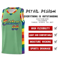 Green Pride Month LGBT Rainbow Basketball Jersey 2