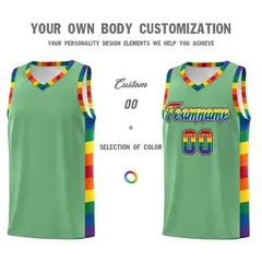 Green Pride Month LGBT Rainbow Basketball Jersey 3