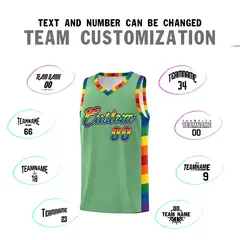 Green Pride Month LGBT Rainbow Basketball Jersey 4
