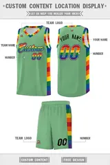 Green Pride Month LGBT Rainbow Basketball Jersey 5