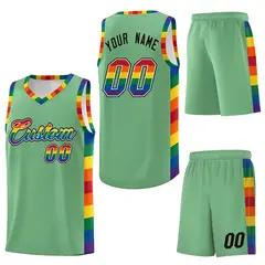 Green Pride Month LGBT Rainbow Basketball Jersey 6