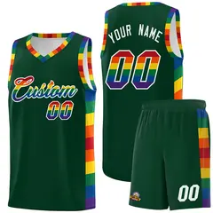 Green Pride Month LGBT Rainbow Basketball Jersey