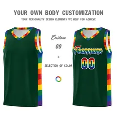 Green Pride Month LGBT Rainbow Basketball Jersey 3