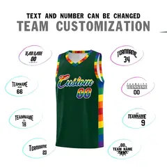 Green Pride Month LGBT Rainbow Basketball Jersey 4