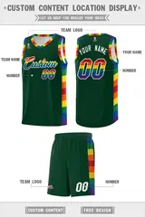 Green Pride Month LGBT Rainbow Basketball Jersey 5