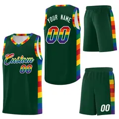 Green Pride Month LGBT Rainbow Basketball Jersey 6