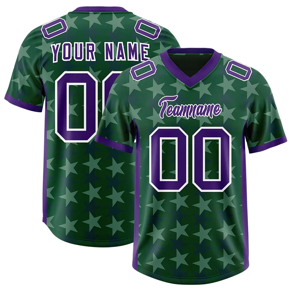 Green Purple All Star Graffiti Pattern Football Jersey
