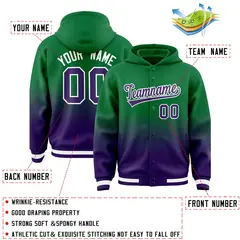 Green Purple Gradient Letterman Varsity Jacket Hoodie 4