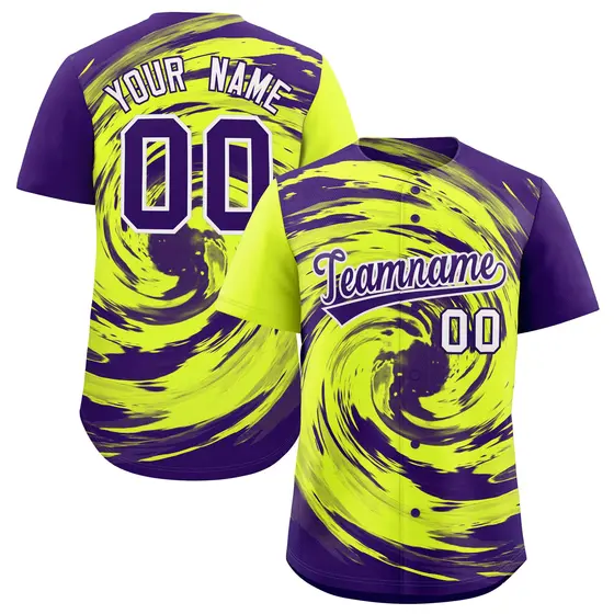 Green Purple Swirl Graffiti Baseball Jersey