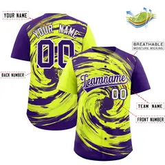 Green Purple Swirl Graffiti Baseball Jersey 2