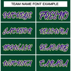 Green Purple-White Raglan Varsity Full-Snap Letterman Jacket 5