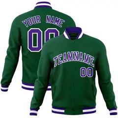 Green Purple-White Varsity Full-Snap Letterman Jacket 1