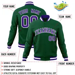 Green Purple-White Varsity Full-Snap Letterman Jacket 4