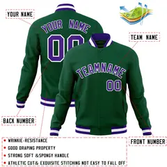 Green Purple-White Varsity Full-Snap Letterman Jacket 4