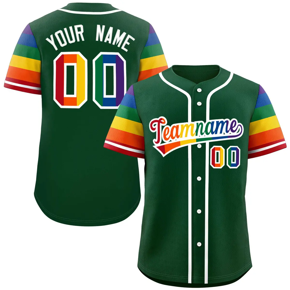 Green Rainbow Pride Month Raglan Sleeves Baseball Jersey