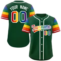 Green Rainbow Pride Month Raglan Sleeves Baseball Jersey
