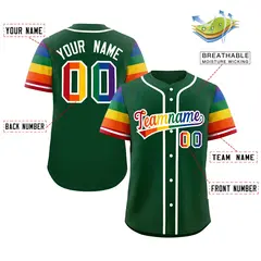 Green Rainbow Pride Month Raglan Sleeves Baseball Jersey 2