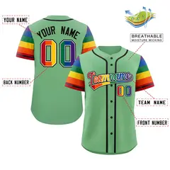 Green Rainbow Pride Month Raglan Sleeves Baseball Jersey 2