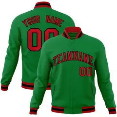 Green Red-Black Classic Varsity Full-Snap Letterman Jacket