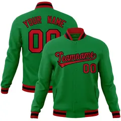 Green Red-Black Classic Varsity Full-Snap Letterman Jacket