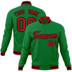 Green Red-Black Classic Varsity Full-Snap Letterman Jacket