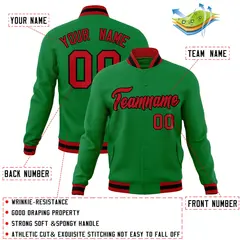 Green Red-Black Classic Varsity Full-Snap Letterman Jacket 4
