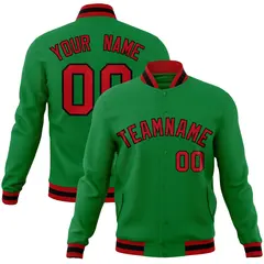 Green Red-Black Classic Varsity Full-Snap Letterman Jacket