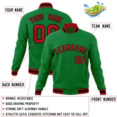 Green Red-Black Classic Varsity Full-Snap Letterman Jacket 4