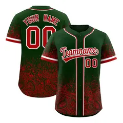 Green Red Floral Gradient Full Button Baseball Jersey 1