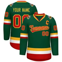 Green Red-Gold Classic Style Hockey Jersey 1