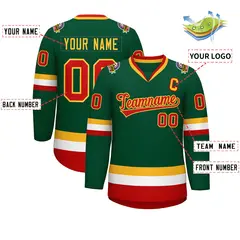 Green Red-Gold Classic Style Hockey Jersey 2