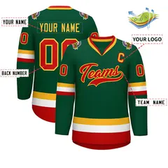 Green Red-Gold Classic Style Hockey Jersey 2