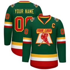 Green Red-Gold Classic Style Hockey Jersey 1