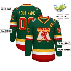 Green Red-Gold Classic Style Hockey Jersey 2