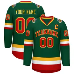 Green Red-Gold Classic Style Hockey Jersey 1