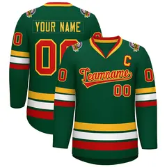 Green Red-Gold Classic Style Hockey Jersey 1